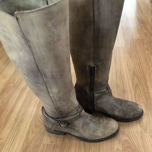BED STU Brown Tan Leather Cobbler Series Handmade Tall Knee Boots Distressed - Picture 7 of 14